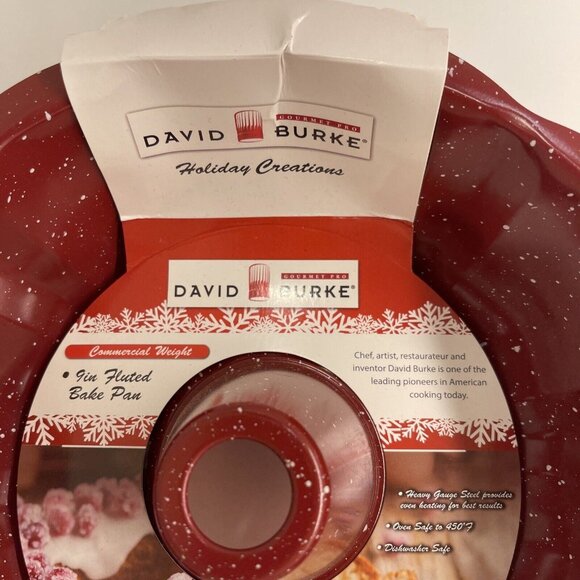 David Burke Gourmet Pro Red Fluted Bake Pan Heavy Gauge Steel 10in Oven Safe Hol - Picture 2 of 8